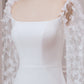 Ivory Trumpet Sweep Train Long Sleeves Bridal Dress with 3D Appliques Sexy