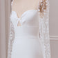 Ivory Trumpet Sweetheart Neck Satin Bridal Dress with Lace Long Sleeves Sexy