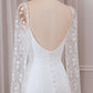 Ivory Trumpet Sweetheart Neck Satin Bridal Dress with Lace Long Sleeves Sexy