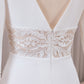 Ivory Mermaid Deep V-Neck Long Sleeves Crepe and Lace Wedding Dress Sexy