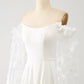 Ivory A Line Off The Shoulder Bridal Dress With 3D Butterflies Long Sleeves Sexy