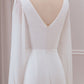Ivory A-Line V-Neck Long Sleeves Chiffon Wedding Dress With Slit Sexy