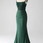 Mermaid Spaghetti Straps Long Corset Prom Dress Sexy Dark Green