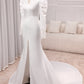 Elegant Ivory Mermaid High Neck Long Sleeve Modest Wedding Gown Sexy