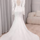 Elegant Ivory Mermaid High Neck Long Sleeve Modest Wedding Gown Sexy