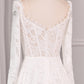 Ivory A Line Square Neck Corset Lace Chapel Train Bridal Dresses With Long Sleeves Beautiful