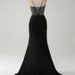 Mermaid Spaghetti Straps Long Corset Prom Dress with Slit Off Shoulder
