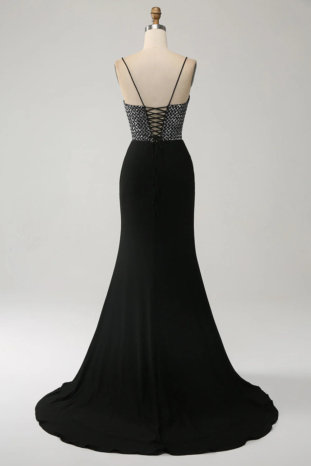 Mermaid Spaghetti Straps Long Corset Prom Dress with Slit Off Shoulder