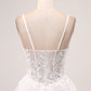 Ivory A-Line Spaghetti Straps Lace Appliques Tulle Wedding Dress with Slit Sexy