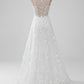 Ivory A Line Spaghetti Straps Front Slit Tulle Wedding Dress With Embroidery Sexy