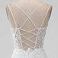 Ivory A Line Spaghetti Straps Front Slit Tulle Wedding Dress With Embroidery Sexy