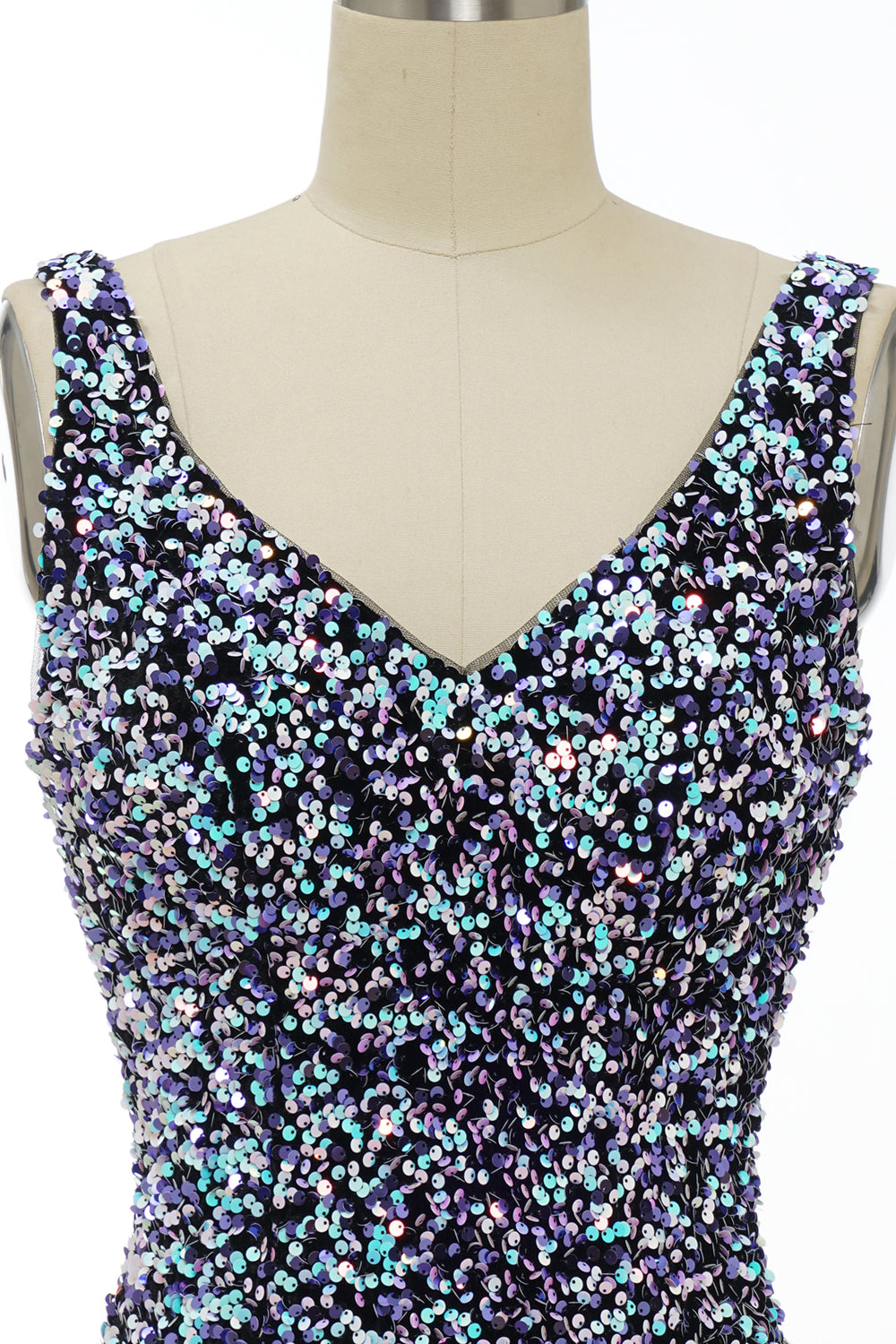 Black V-Neck Sequins Fitted Tight Homecoming Dress Sparkly  Sexy