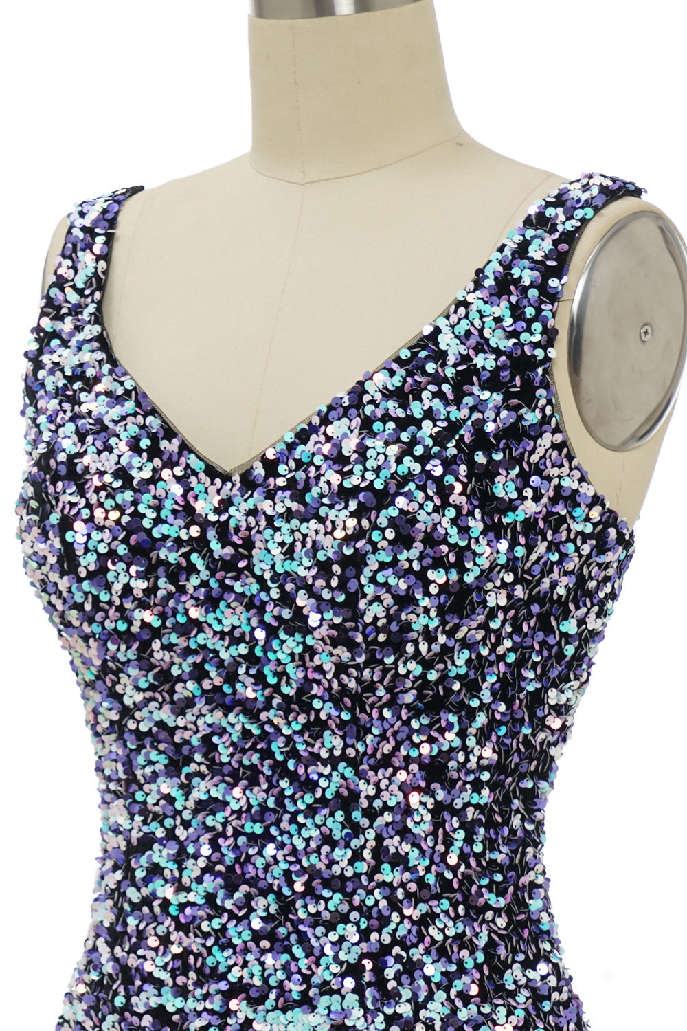 Black V-Neck Sequins Fitted Tight Homecoming Dress Sparkly  Sexy