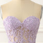 Lavender Strapless Mermaid Prom Dress With Appliques Off Shoulder Long