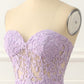 Lavender Strapless Mermaid Prom Dress With Appliques Off Shoulder Long