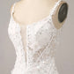 Ivory Mermaid Spaghetti Straps Long Corset Wedding Dress with Appliques Sexy