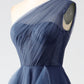 A-Line One-Shoulder Long Tulle Prom Dress Floor Length Beautiful