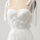 Ivory A-Line Spaghetti Straps Tulle Corset Tiered Long Wedding Dress With Appliques Beautiful