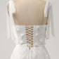 Ivory A-Line Spaghetti Straps Tulle Corset Tiered Long Wedding Dress With Appliques Beautiful