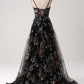 Elegant Sparkly Ivory Flower A Line Sequin Corset Party Dress With Slit Sexy