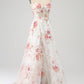 Elegant Sparkly Ivory Flower A Line Sequin Corset Party Dress With Slit Sexy