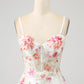 Elegant Sparkly Ivory Flower A Line Sequin Corset Party Dress With Slit Sexy