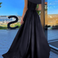 A-Line Prom Dresses Little Black Dress Dress Formal Floor Length Short Sleeve Off Shoulder Satin