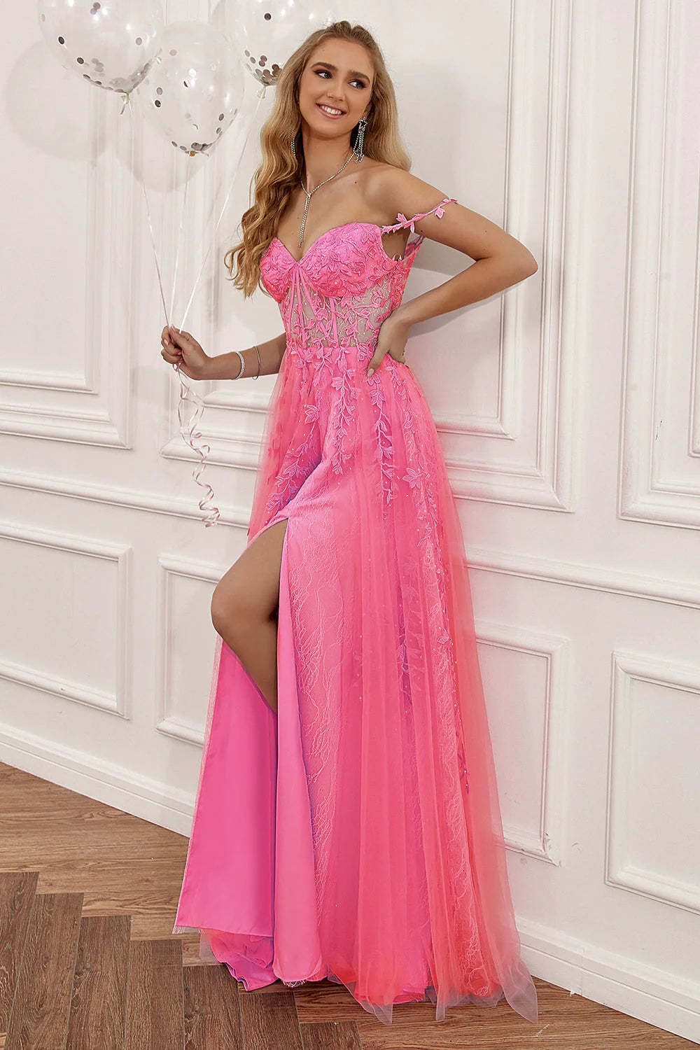 A-Line Elegant Lace Sweetheart Hidden Zipper Long Prom Dress Sexy