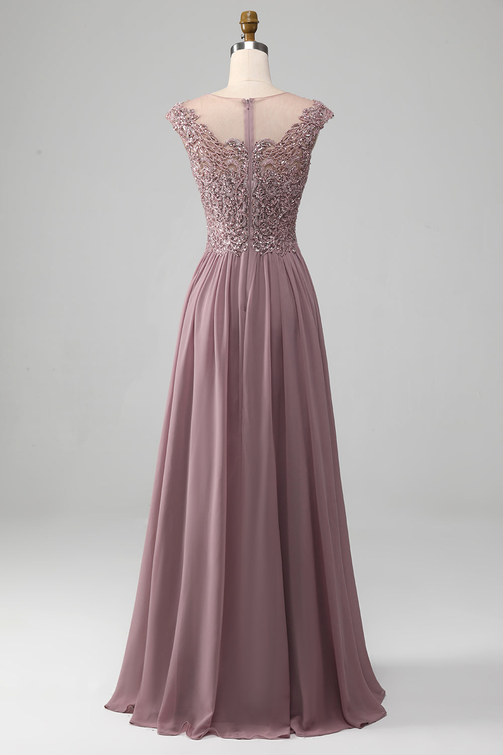 A-Line Beaded Blush Prom Dress Long Beautiful