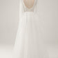 Ivory A-Line Backless Long Sleeves Long Wedding Dress with Lace Open Back
