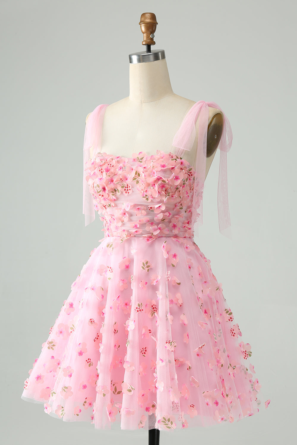 A Line Pearls Corset Short Homecoming Dress with Appliques Flower Beautiful Graduation Dress