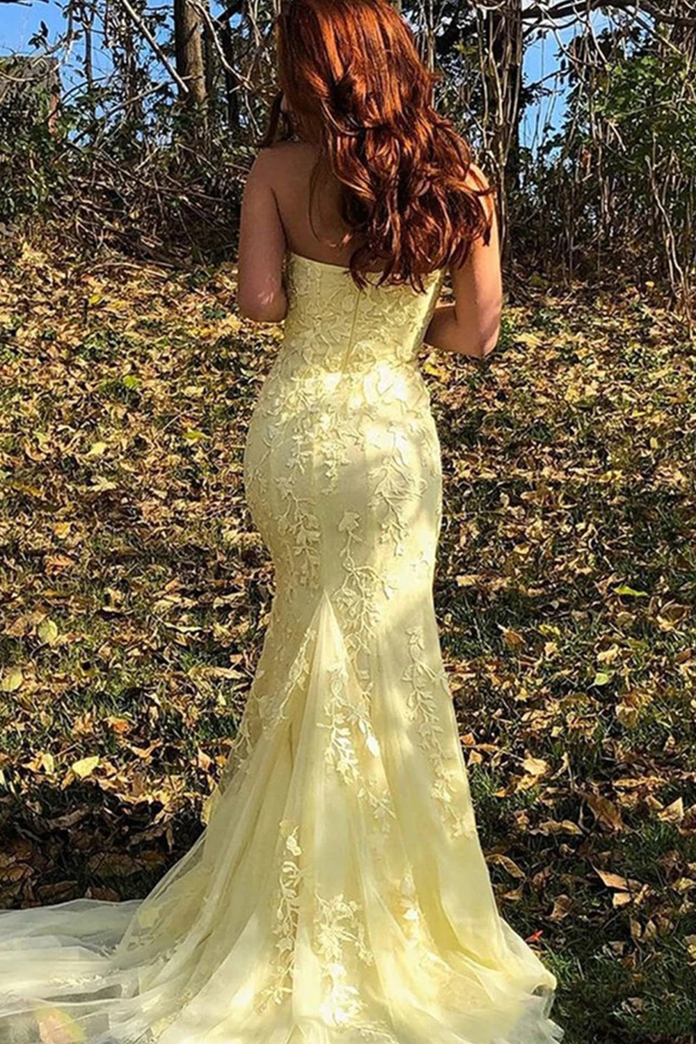 Strapless Lace Long Prom Dress with Slit Off Shoulder Sexy