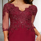 A-Line Plus Size Curve Mother of the Bride Dresses Elegant Dress Formal Wedding Guest Court Train 3/4 Length Sleeve V Neck Chiffon