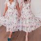 A-Line/Princess V-Neck Short Sleeves Floral Formal Party Dresses With Flowers Beautiful