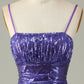 Sparkly Purple Spaghetti Straps Tight Short Homecoming Dress With Sequins Sexy