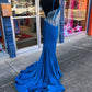 Mermaid One Shoulder Prom Dress with Rhinestones Sexy Evening Dresses