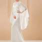 Wedding Dresses V Neck Court Train Chiffon Long Sleeve with Beading Pure Color