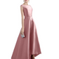 A-Line Evening Gown Elegant Minimalist Dress Party Wear Wedding Guest Asymmetrical Sleeveless Jewel Neck Satin