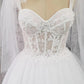 White Tulle Sweetheart Lace-Up A-Line Long Wedding Dress Long