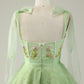 Green A Line Sweetheart Short Homecoming Dress with Appliques Sequins Beautiful