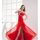 A-Line Evening Gown Elegant Dress Formal Evening Floor Length Sleeveless V Neck Chiffon with Ruched Beading