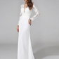 Wedding Dresses V NeckChiffon Floral Lace Long Sleeve Romantic Boho Illusion Sleeve with Lace