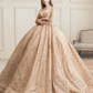 Princess Ball Gown Wedding Dresses Jewel Neck Chapel Train Tulle Sequined Long Sleeve Formal