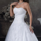 A-Line Wedding Dresses Strapless Court Train Lace Tulle Strapless with Beading