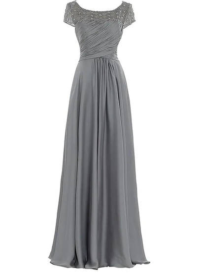 Mother of the Bride Dress Elegant Jewel Neck Floor Length Chiffon Sleeveless