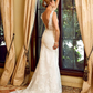 Wedding Dresses V Neck Chapel Train Lace Tulle Regular Straps See-Through