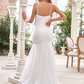 Long Wedding Dresses V Neck Lace Tulle Sleeveless Romantic with Lace