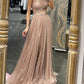 A-Line/Princess One-Shoulder Long Prom Dresses With Sequins Sparkly Evening Dresses