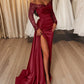 Sheath/Column Off-The-Shoulder Floor-Length Long Prom Dresses With Split Side & Sequins Sexy