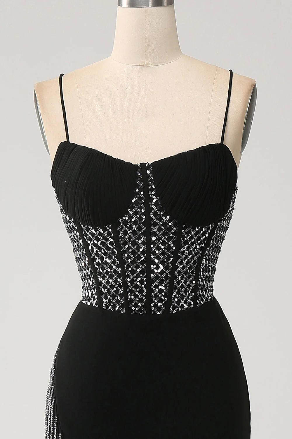 Mermaid Spaghetti Straps Long Corset Prom Dress with Slit Off Shoulder